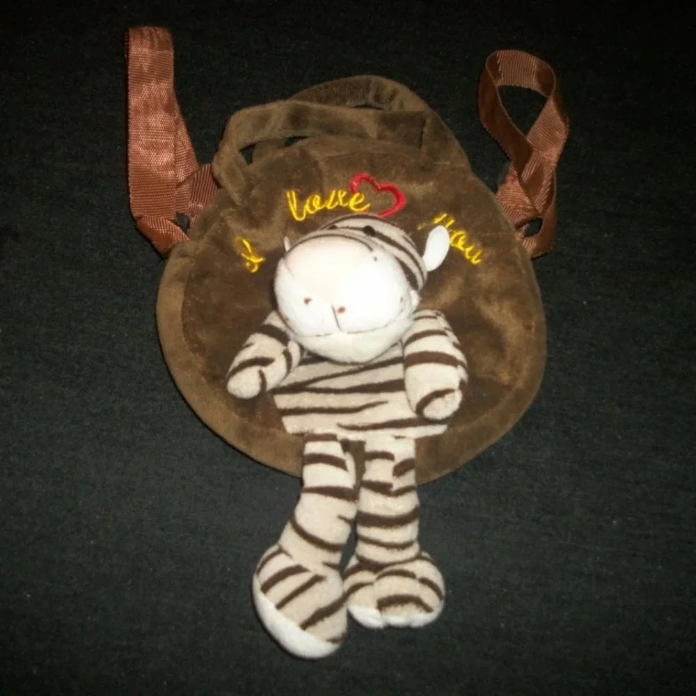BABY BACKPACK SWEET & TINY STRIPED HIPPO PLUSH